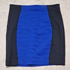 Express Blue and Black Pencil Skirt